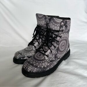ELECTRO THREADS Floral Mandala Combat Boots Unisex Mens 11 M Women’s 12.5 EUC+